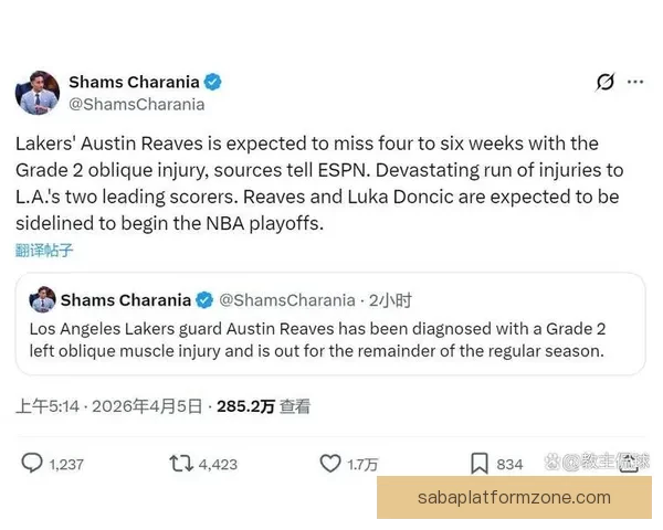 湖人天塌了 东契奇赛季报销里夫斯休战六周季后赛首战遭遇重创